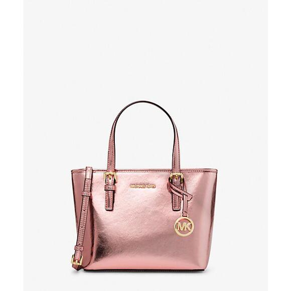NWT Michael Kors Jet Set Travel Extra-Small Metallic Top-Zip Tote Bag - Picture 1 of 5